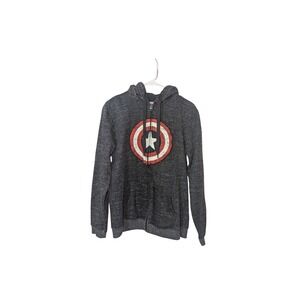 Marvel Captain America Hoodie Mens Medium Zip Up Graphic Avengers Sweatshirt